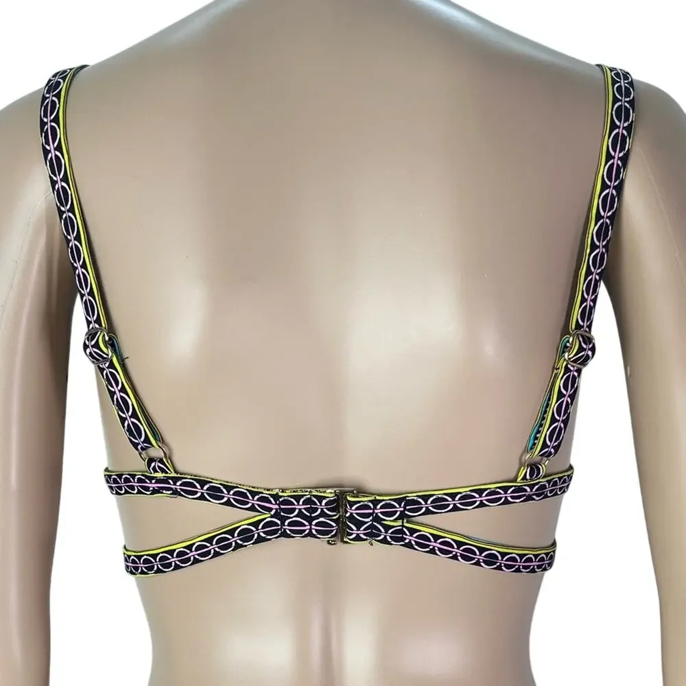 Trina Turk Monaco Faux Wrap Multi Strap Floral Print Triangle Bikini Top